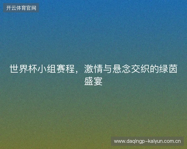世界杯小组赛程，激情与悬念交织的绿茵盛宴